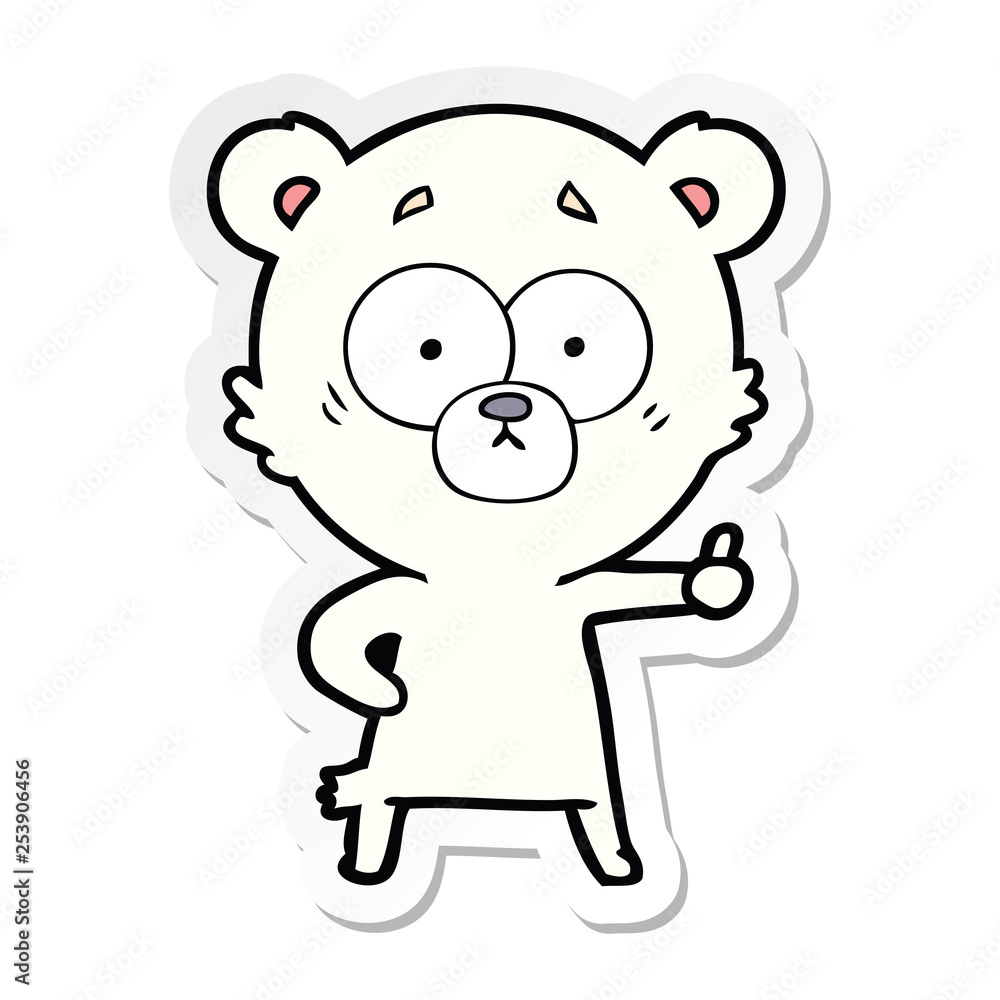 sticker of a nervous polar bear cartoon sticker of a nervous polar bear cartoon