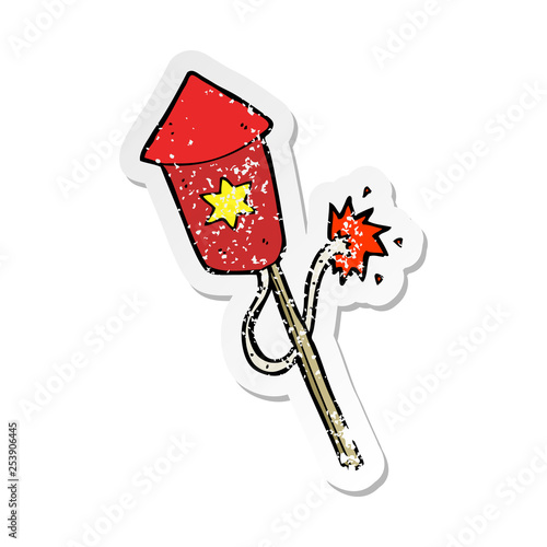 retro distressed sticker of a cartoon firework with burning fuse