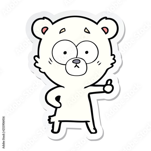 sticker of a nervous polar bear cartoon