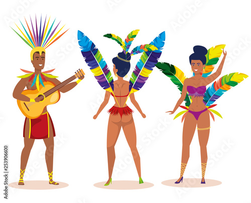 brazilian male dancer playing guitar with garotas