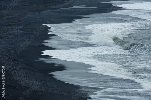 Wellen schlagen an den Strand  Vik  Island