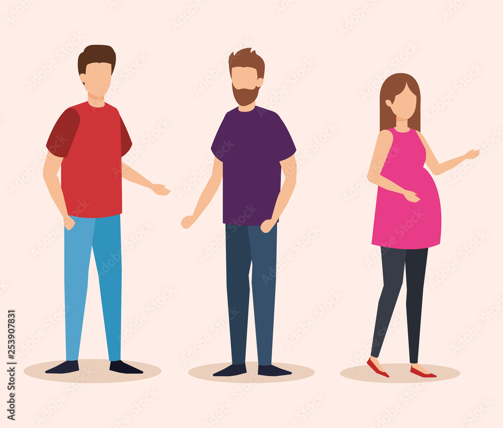 Fototapeta premium woman pregnancy with men