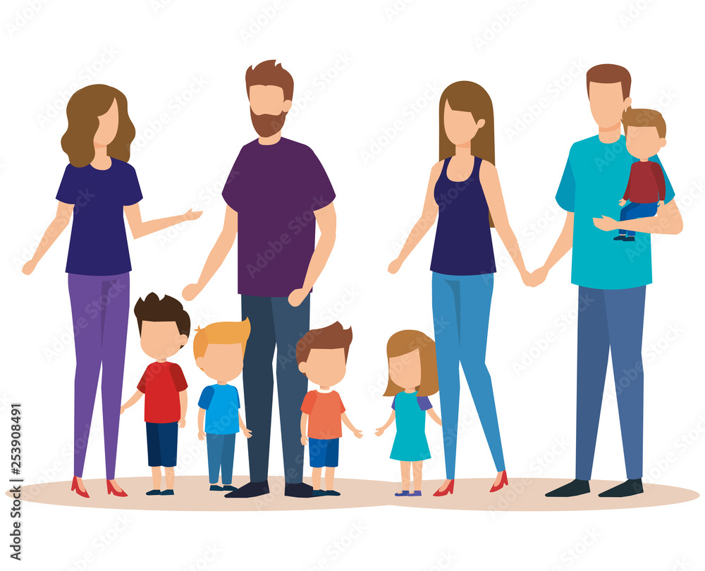 Fototapeta premium group of family members characters