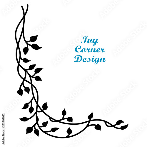 Ivy vine corner design element, hand drawn wedding invitation border or spring graphic art decoration, vector color can be changed