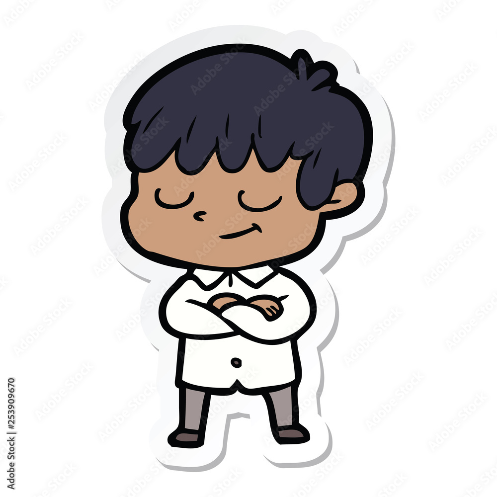 sticker of a cartoon happy boy sticker of a cartoon happy boy