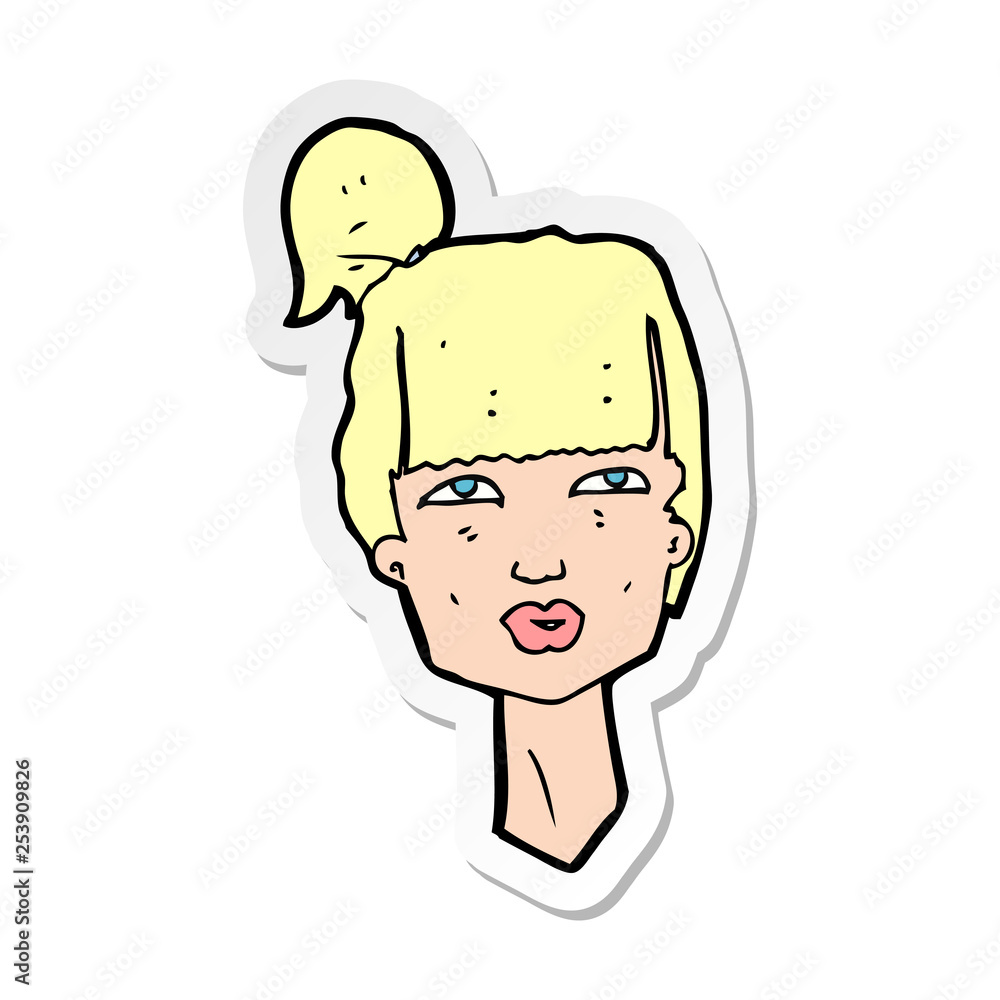 sticker of a cartoon female head