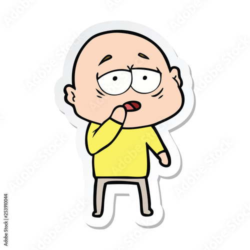 Wallpaper Mural sticker of a cartoon tired bald man Torontodigital.ca