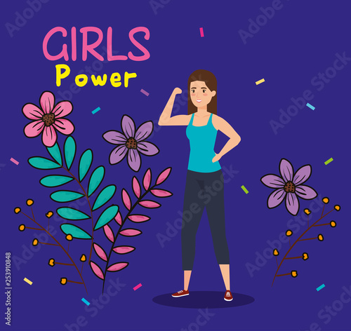 power girl strong with flowers