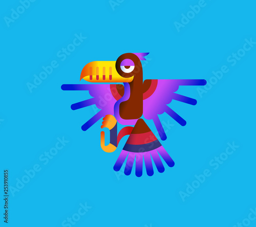 A tropical parrot in flat style design.