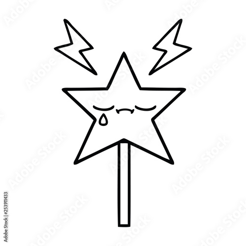 line drawing cartoon magic wand