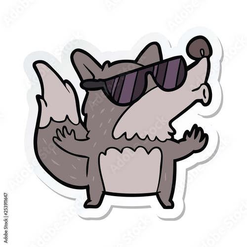 sticker of a cartoon cool werewolf howling