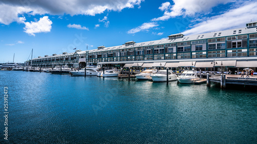 Photography Woolloomooloo Finger Wharf and marina with yachts in Woolloomooloo bay Sydney NS