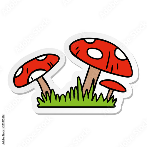 sticker cartoon doodle of a toad stool