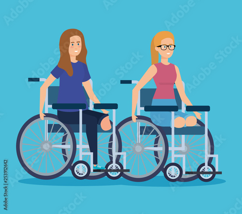 disabled women sitting in the wheelchair without legs