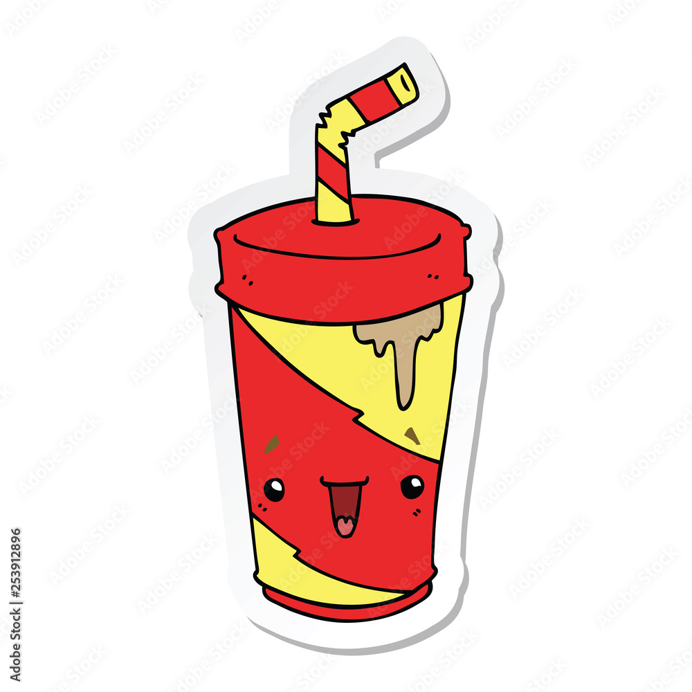 sticker of a cute cartoon soda sticker of a cute cartoon soda