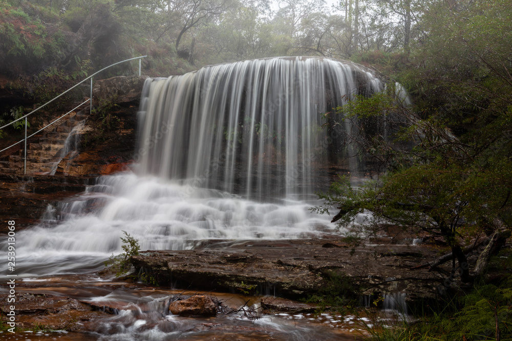 Scenic views of the Misty Weeping Rock at Wentworth Falls Scenic views of the Misty Weeping Rock at Wentworth Falls