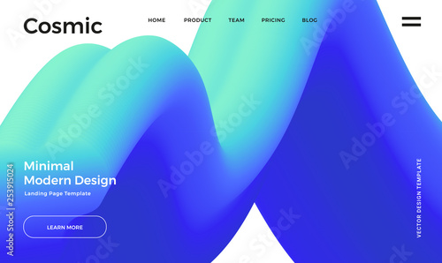 Trendy abstract design template with 3d flow shapes. Dynamic gradient composition. Applicable for landing pages, covers, brochures, flyers, presentations, banners. Vector illustration. Eps10