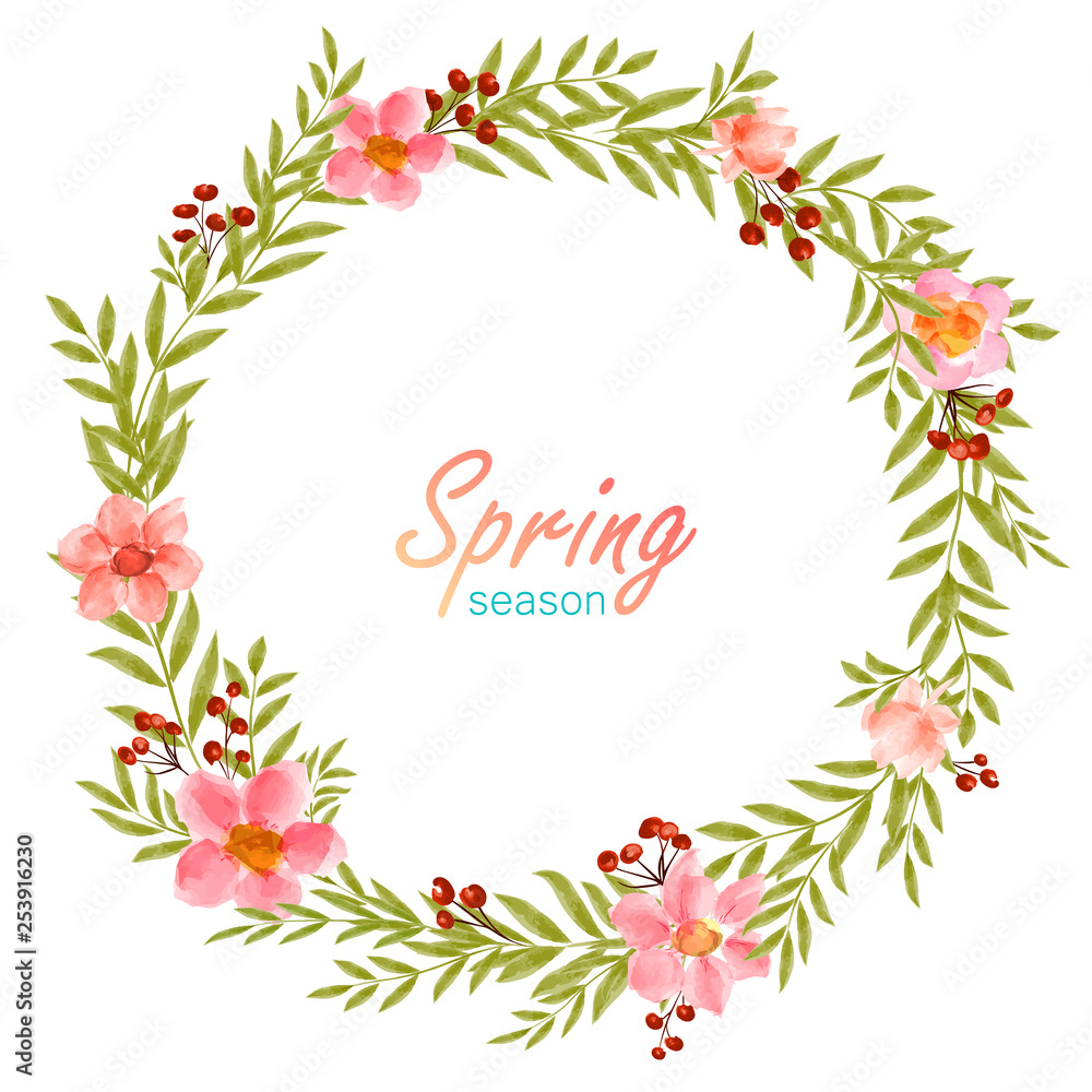 Obraz premium spring frame watercolor flowers vector