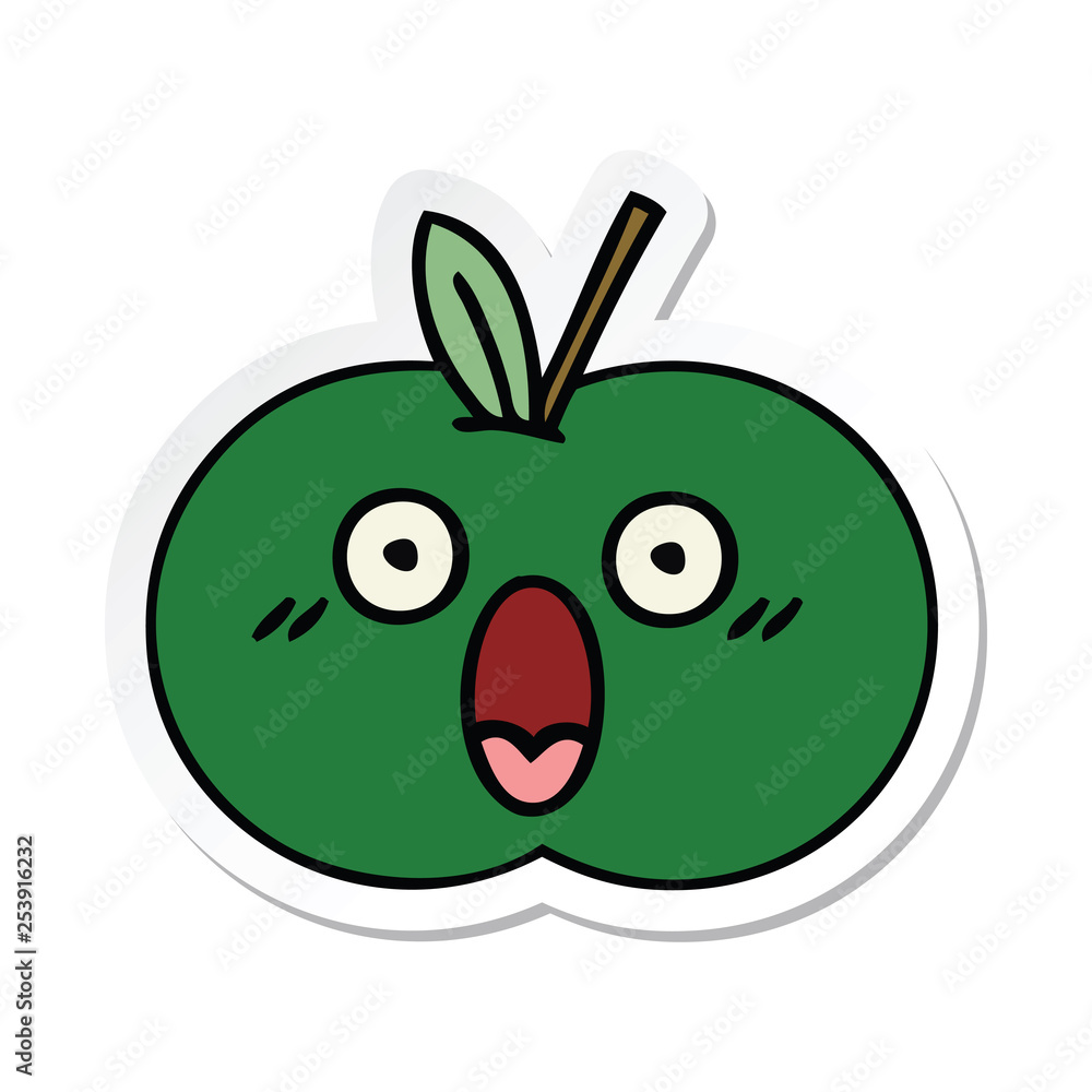 Obraz premium sticker of a cute cartoon juicy apple