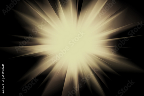 Monochrome flash of light in the dark. Explosion. Staburst photo