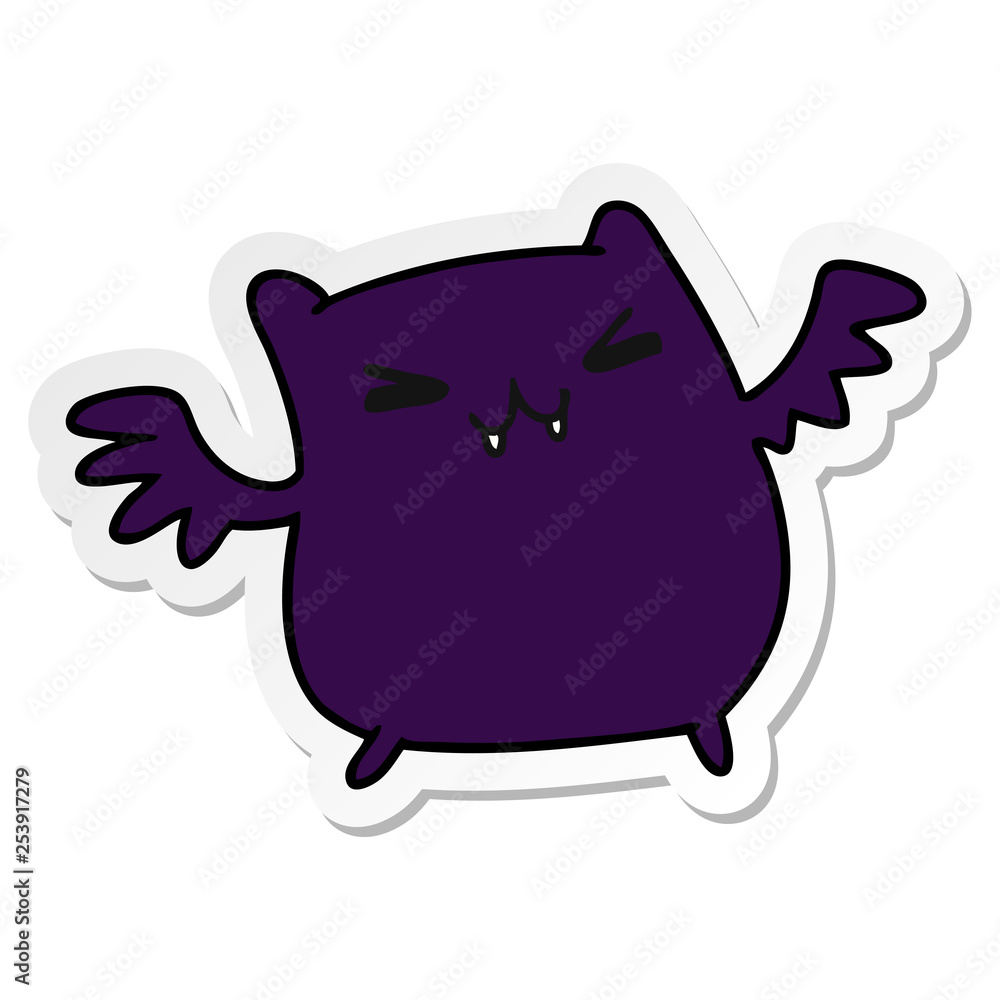 sticker cartoon of a kawaii cute bat sticker cartoon of a kawaii cute bat