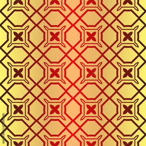 Seamless Geometrical Linear Texture. Original Geometrical Puzzle. Backdrop. Vector Illustration. For Design, Wallpaper, Fashion, Print. Sunrise color