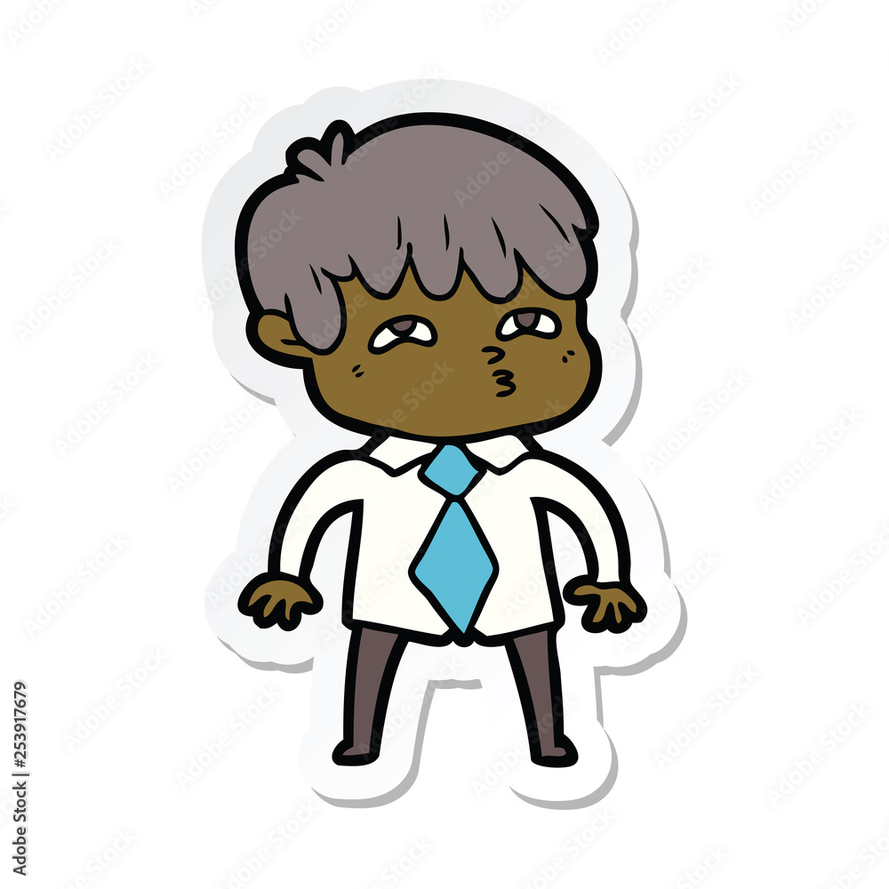 sticker of a cartoon curious man