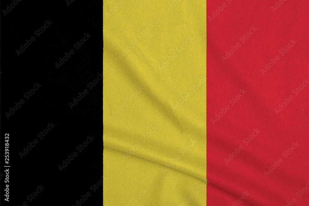 Obraz premium Flag of the Belgium from the factory knitted fabric. Backgrounds and Textures