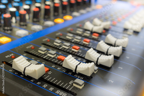 Sound mixer control panel.
