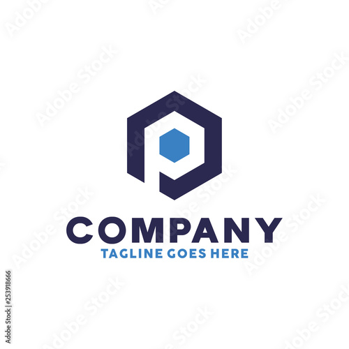 Letter P Hexagon/ Cube Technology For Company Logo Design Inspiration © artdjink