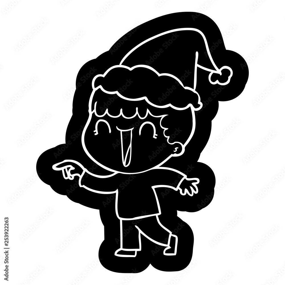 laughing cartoon icon of a man pointing wearing santa hat laughing cartoon icon of a man pointing wearing santa hat