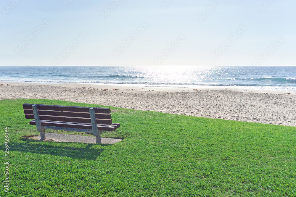 park bench at the beach