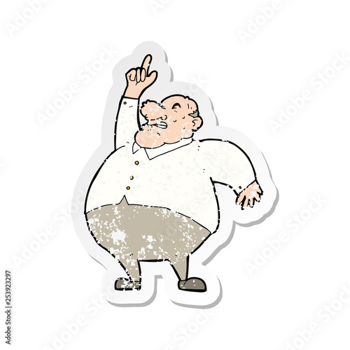 retro distressed sticker of a cartoon big fat boss