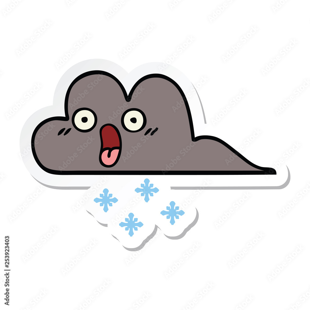 sticker of a cute cartoon storm snow cloud sticker of a cute cartoon storm snow cloud