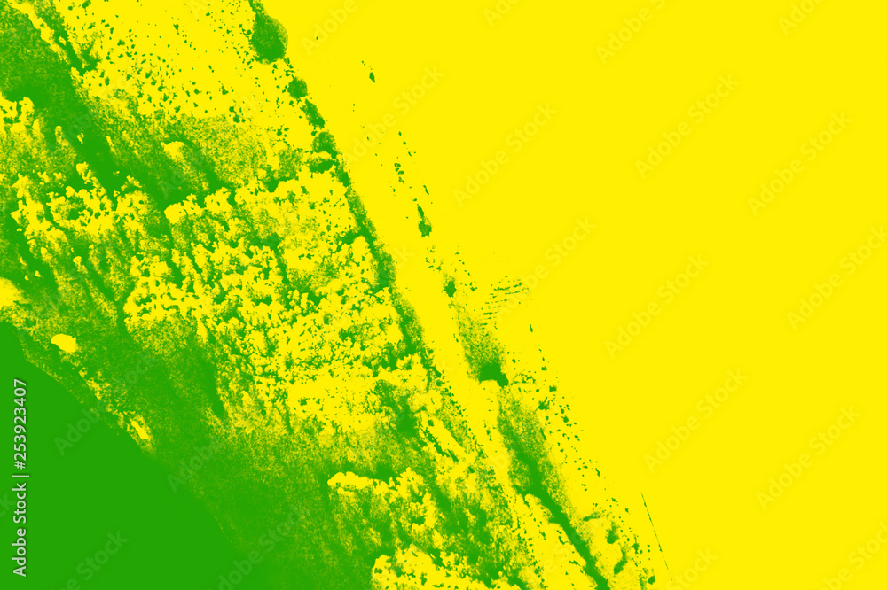 yellow and green paint brush strokes background Stock Illustration