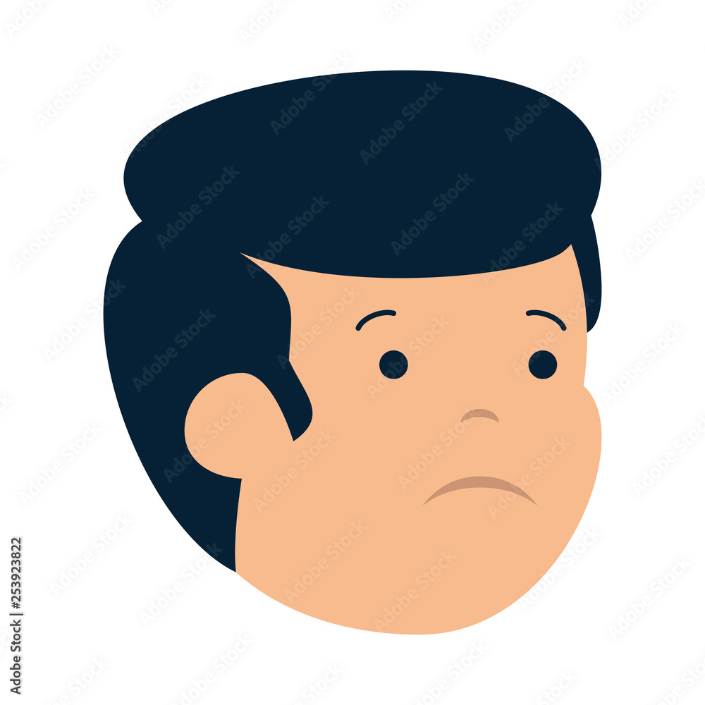 young sad man head character young sad man head character