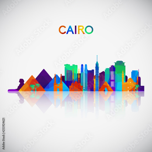 Cairo skyline silhouette in colorful geometric style. Symbol for your design. Vector illustration.