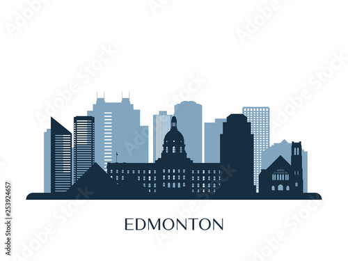 Edmonton skyline  monochrome silhouette. Vector illustration.