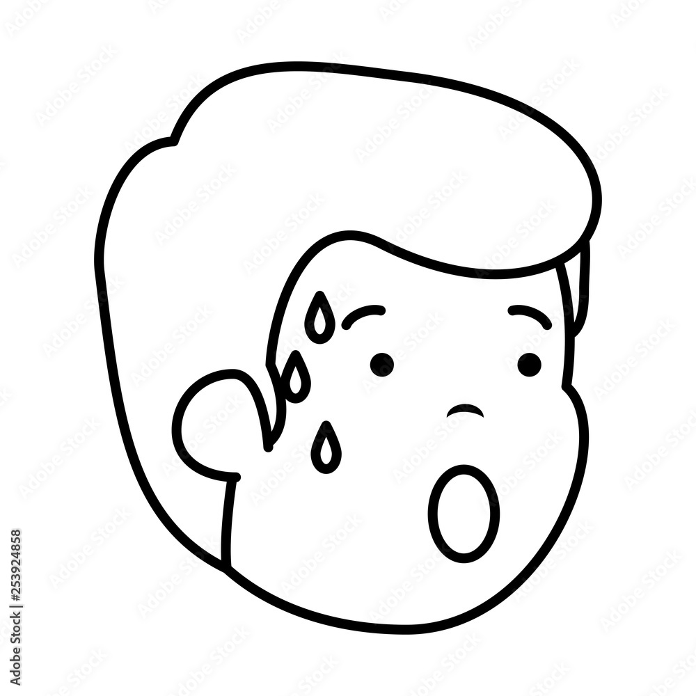 young sad man sweating character young sad man sweating character