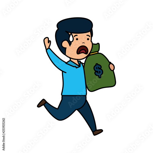 depressed man for money witth money bag