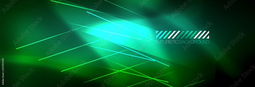 Obraz premium Abstract neon glowing light background. Dark background with lights. Abstract background with neon lights, night view.