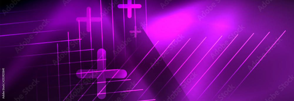 Obraz premium Shiny glowing lights neon color design background