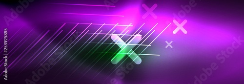 Abstract neon glowing light background. Dark background with lights. Abstract background with neon lights, night view.