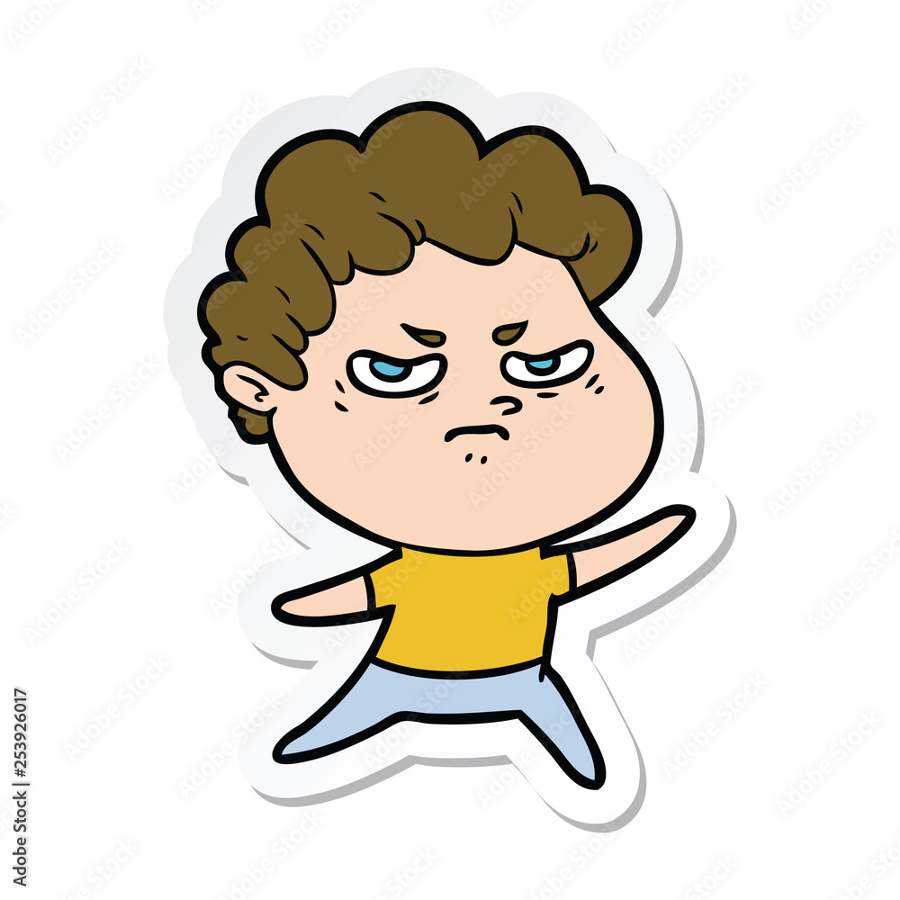sticker of a cartoon angry man sticker of a cartoon angry man