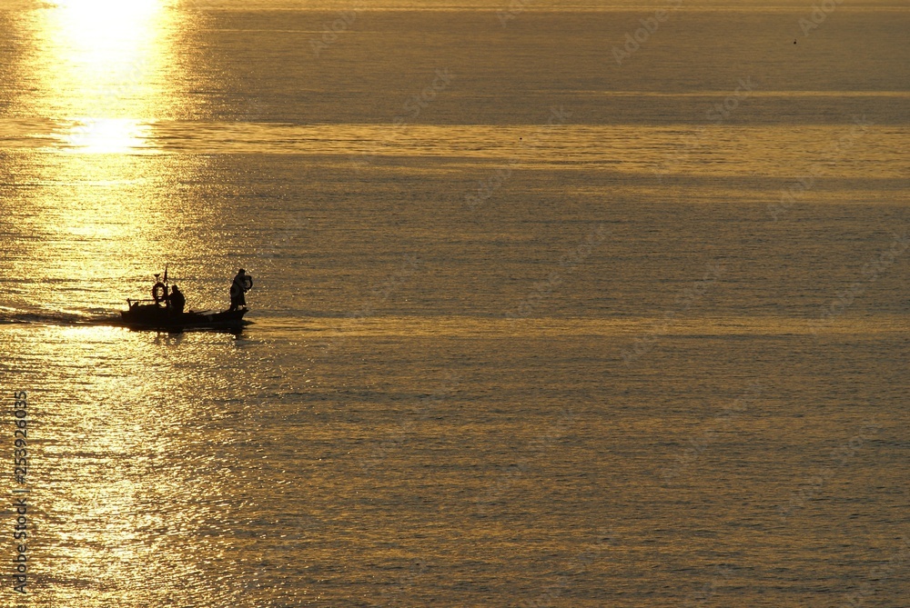 fishing boats returning home in the evening.turkey