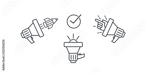 Strategy for the promotion of commodity and services. Vector linear image.