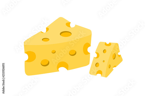 Yellow cheese isolated on a white background.Cheese is a dairy product fatty foods.