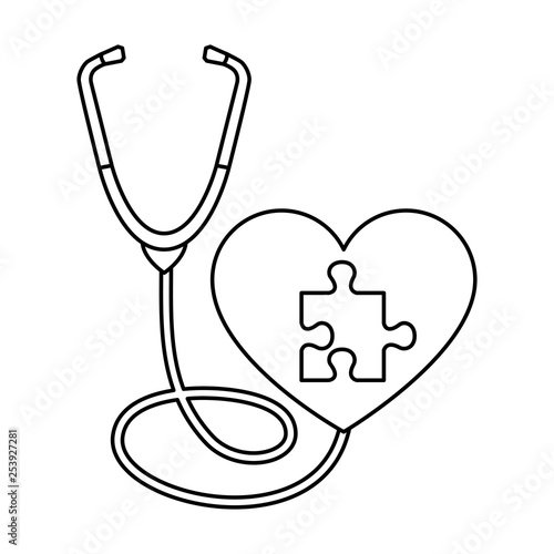 heart with puzzle attached and stethoscope