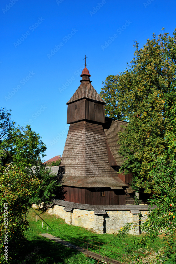 Fototapeta premium The old wooden church in Hervartov, Bardejov district, Presov region, Slovakia
