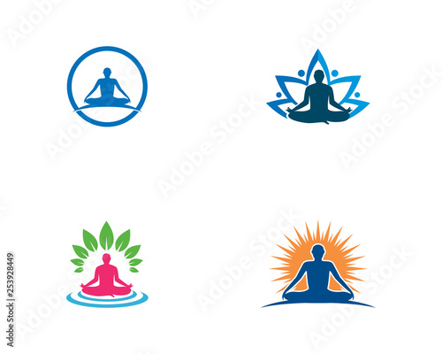 Meditation yoga logo template vector icon design 
